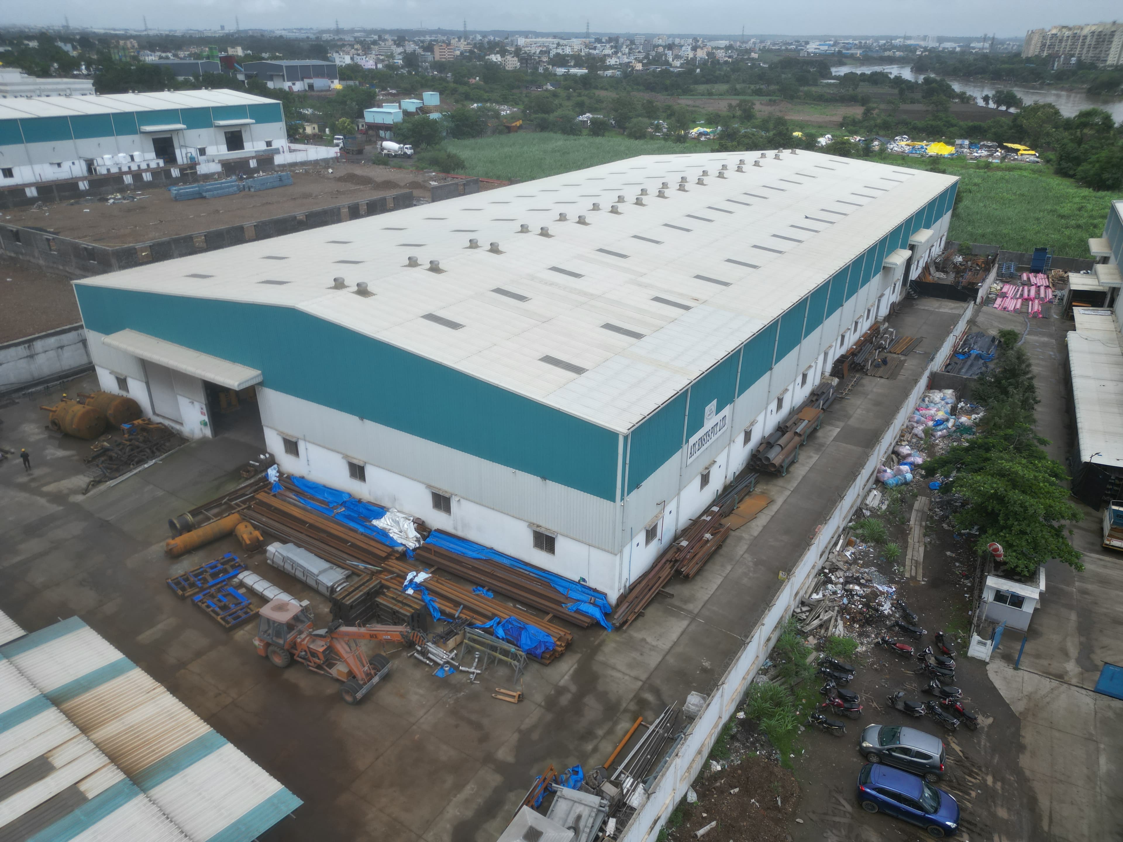Industrial shed construction site
