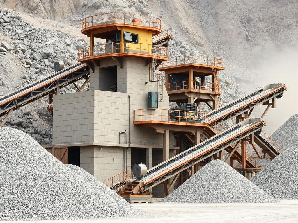 Crushed stone and aggregate stockpile